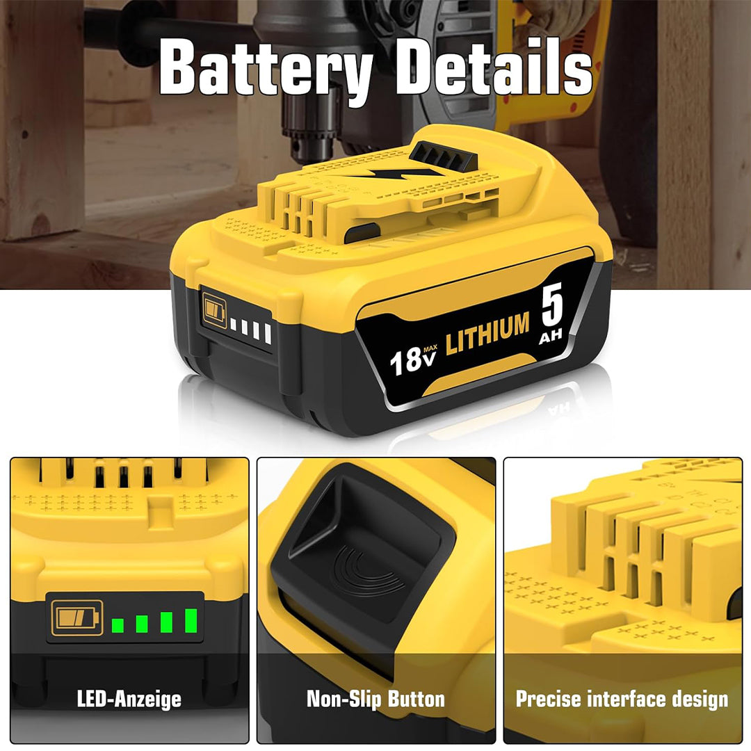 DeWalt Cordless Leaf Blower Kit & Dual 5.0Ah Li-Ion Batteries